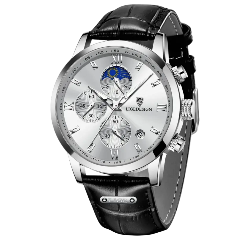 LIGE Date Dial Chronograph (Silver)
