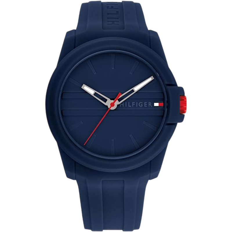 TOMMY HILFIGER Silicone 3‑Hand Sport Watch (Blue)