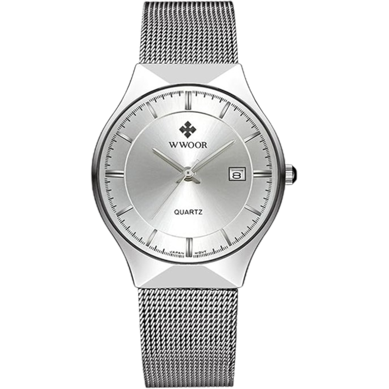 WWOOR Men's Ultra Thin Stainless Steel Mesh Watch